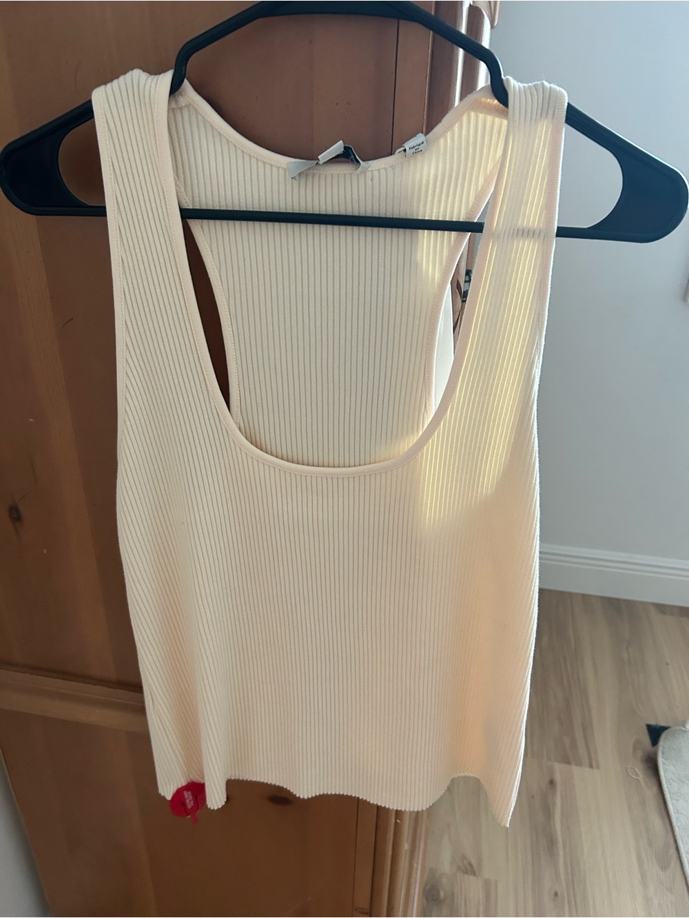 Vince Cream Ribbed Racerback Tank Top